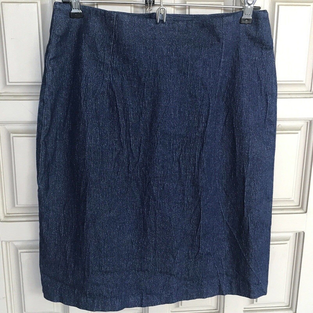 KC Spencer Skirt Sz10P Denim Blue Knee Length Zip Back Pre-Owned